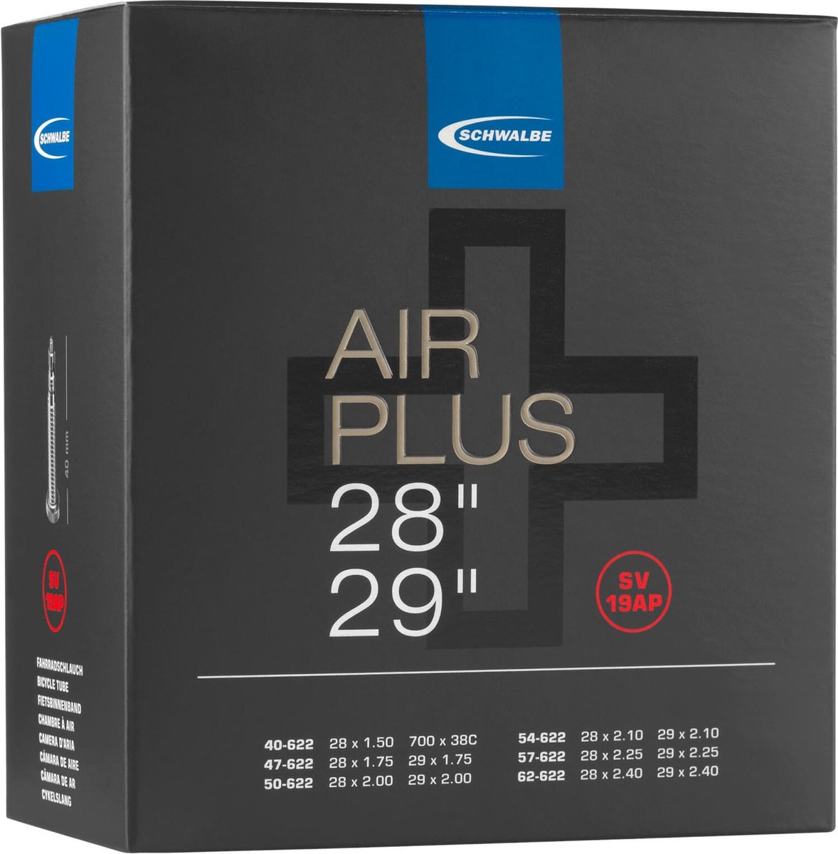 Schwalbe Binnenband 19ap 28/29 X 1.50/2.35 (40/62-622) Fv 40 Mm - Zwart