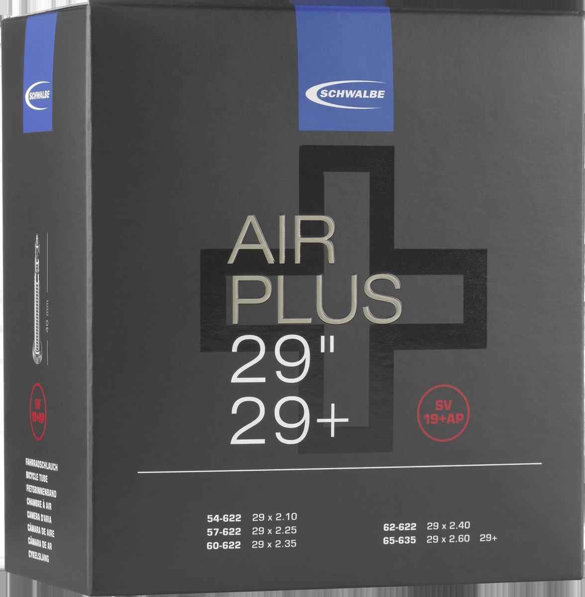 Schwalbe Binnenband 19+ap 29 X 2.10/2.60 (54/65-622) Fv 40 Mm - Zwart