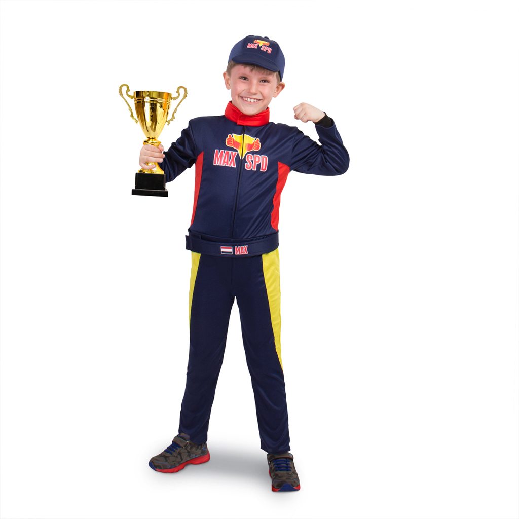 Top1Toys Verkleedset Race Outfit Max Met Pet Maat M - Blauw