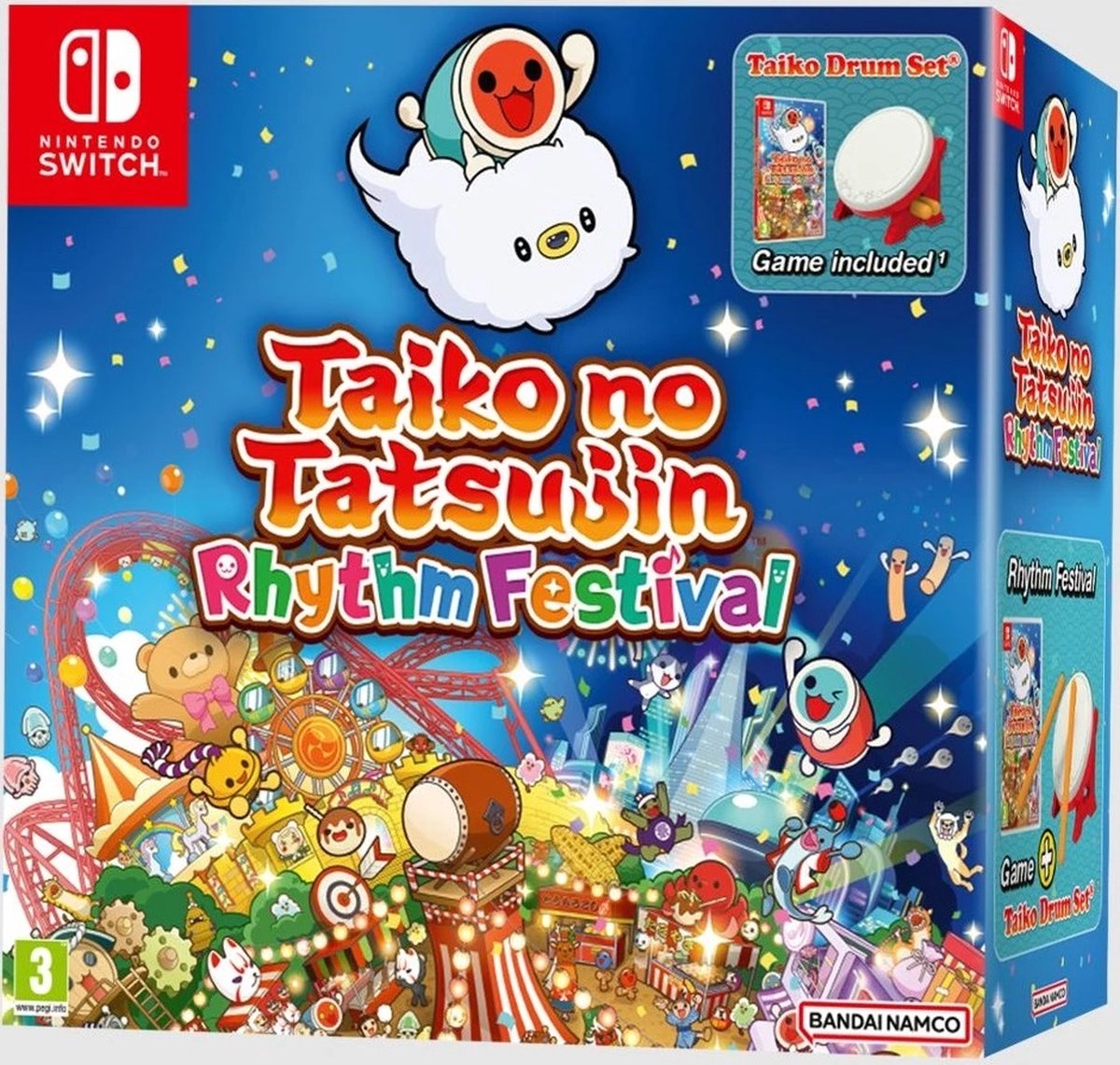 Namco Taiko No Tatsujin Rhythm Festival + Taiko Drum Set