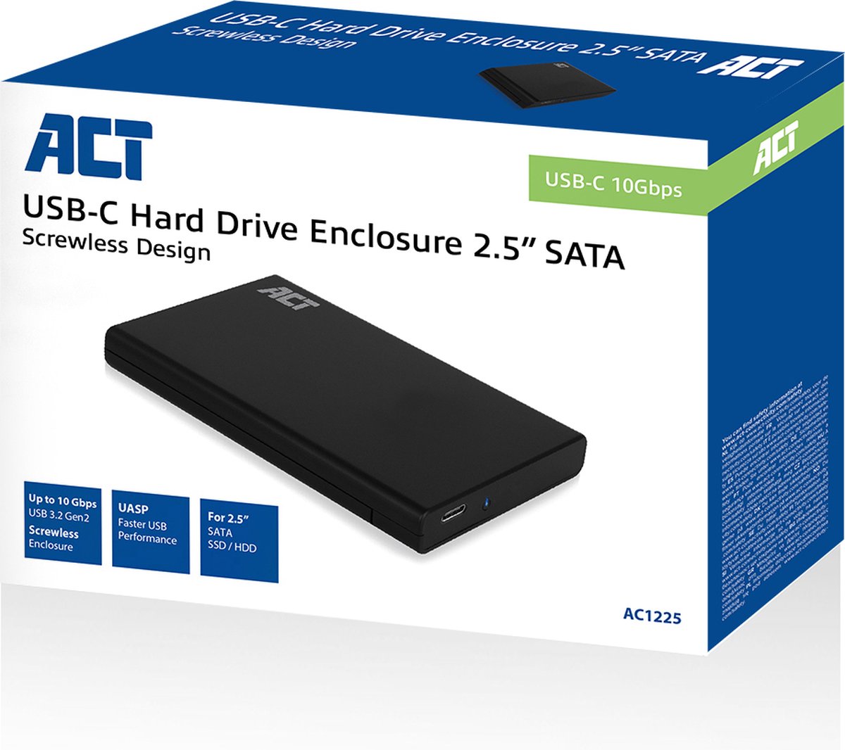 ACT behuizing voor opslagstations 2.5'' HDD-/SSD - - Zwart