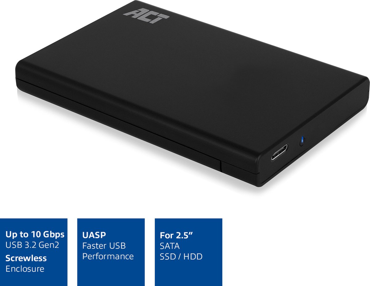ACT behuizing voor opslagstations 2.5'' HDD-/SSD - - Zwart