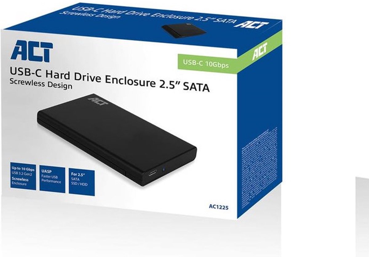 ACT behuizing voor opslagstations 2.5'' HDD-/SSD - - Zwart