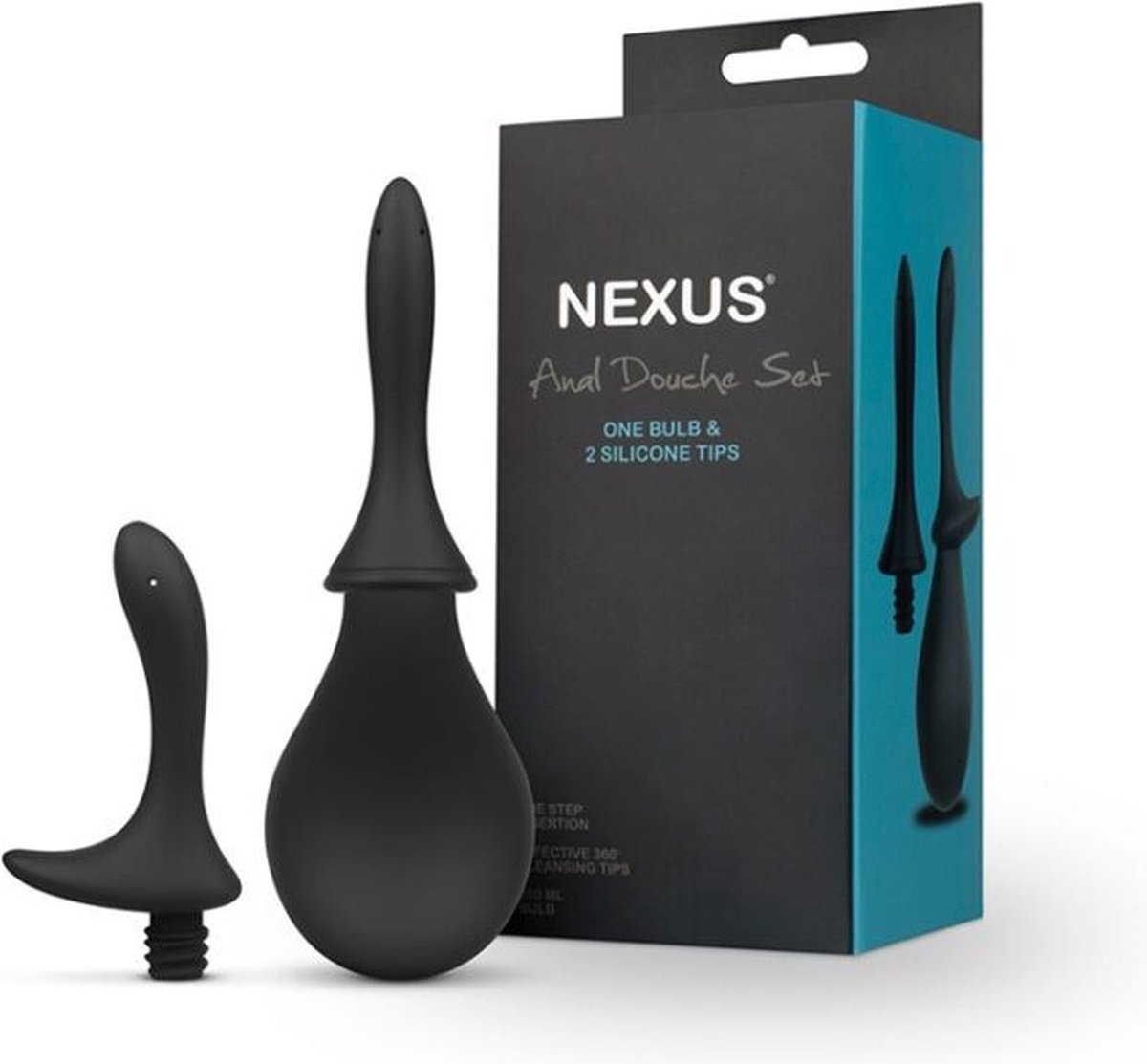 Nexus - Intieme Douche Set Met Twee Siliconen Tuitjes - Zwart