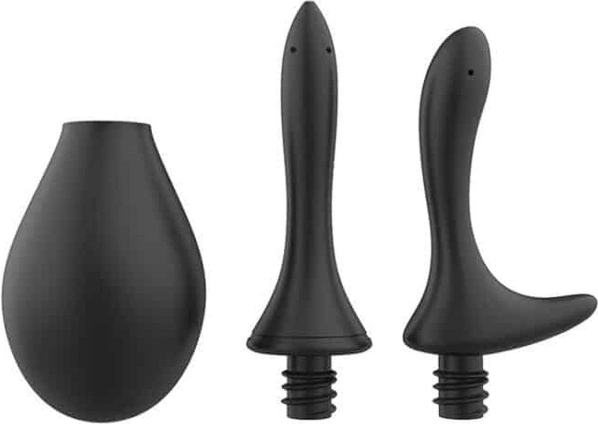 Nexus - Intieme Douche Set Met Twee Siliconen Tuitjes - Zwart