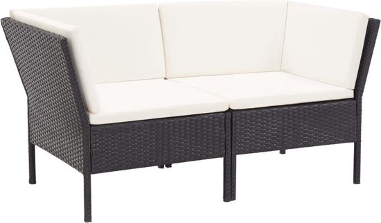 Vidaxl 6-delige Loungeset Met Kussens Poly Rattan - Zwart
