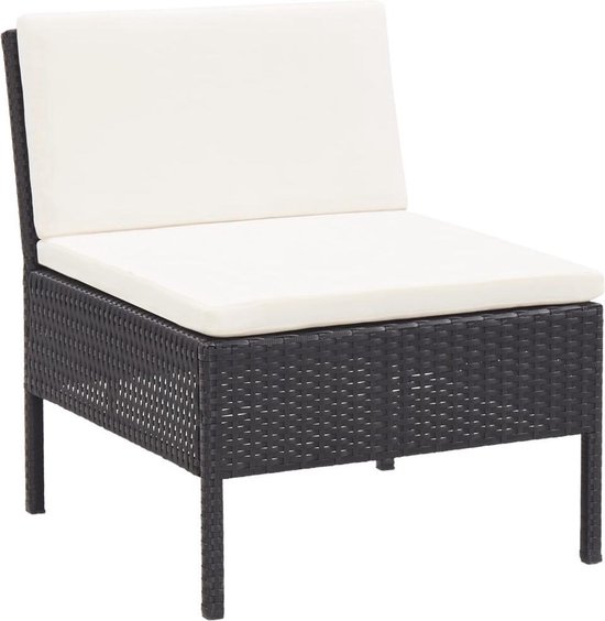 Vidaxl 6-delige Loungeset Met Kussens Poly Rattan - Zwart