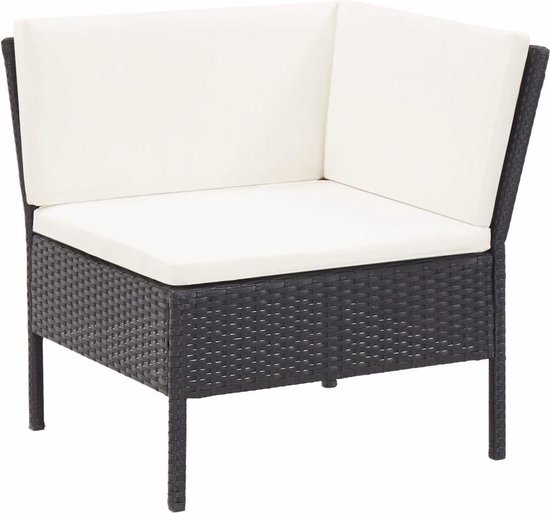 Vidaxl 6-delige Loungeset Met Kussens Poly Rattan - Zwart