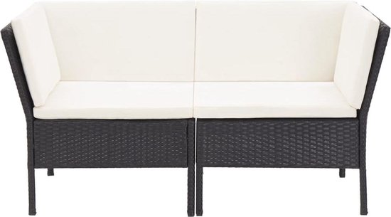 Vidaxl 6-delige Loungeset Met Kussens Poly Rattan - Zwart