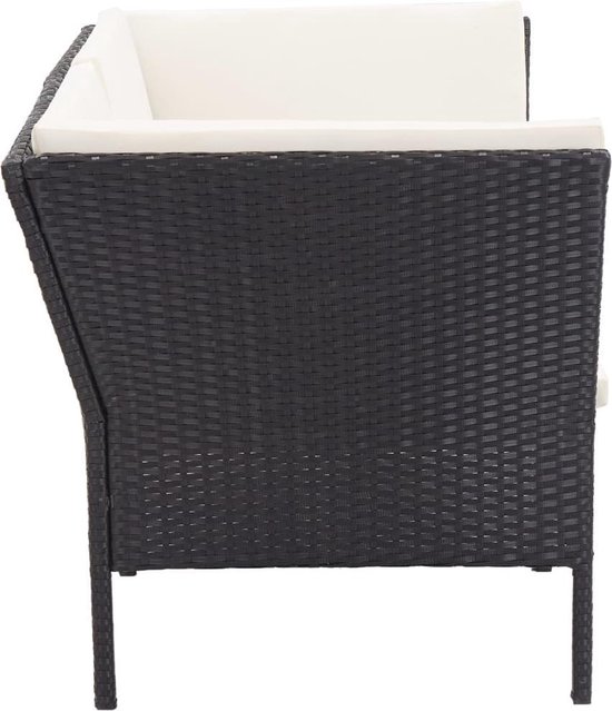 Vidaxl 6-delige Loungeset Met Kussens Poly Rattan - Zwart