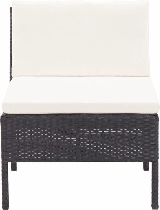 Vidaxl 6-delige Loungeset Met Kussens Poly Rattan - Zwart