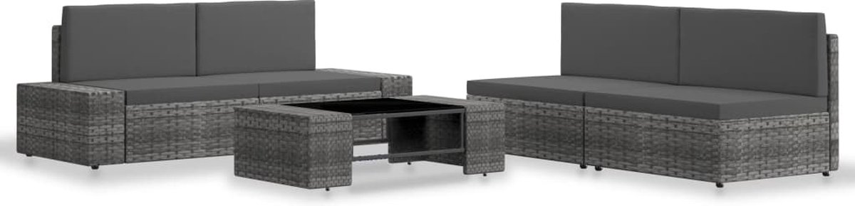 Vidaxl 5-delige Loungeset Poly Rattan - Grijs