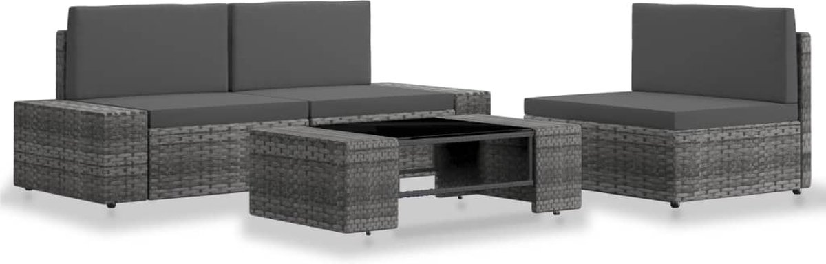 Vidaxl 4-delige Loungeset Poly Rattan - Gris