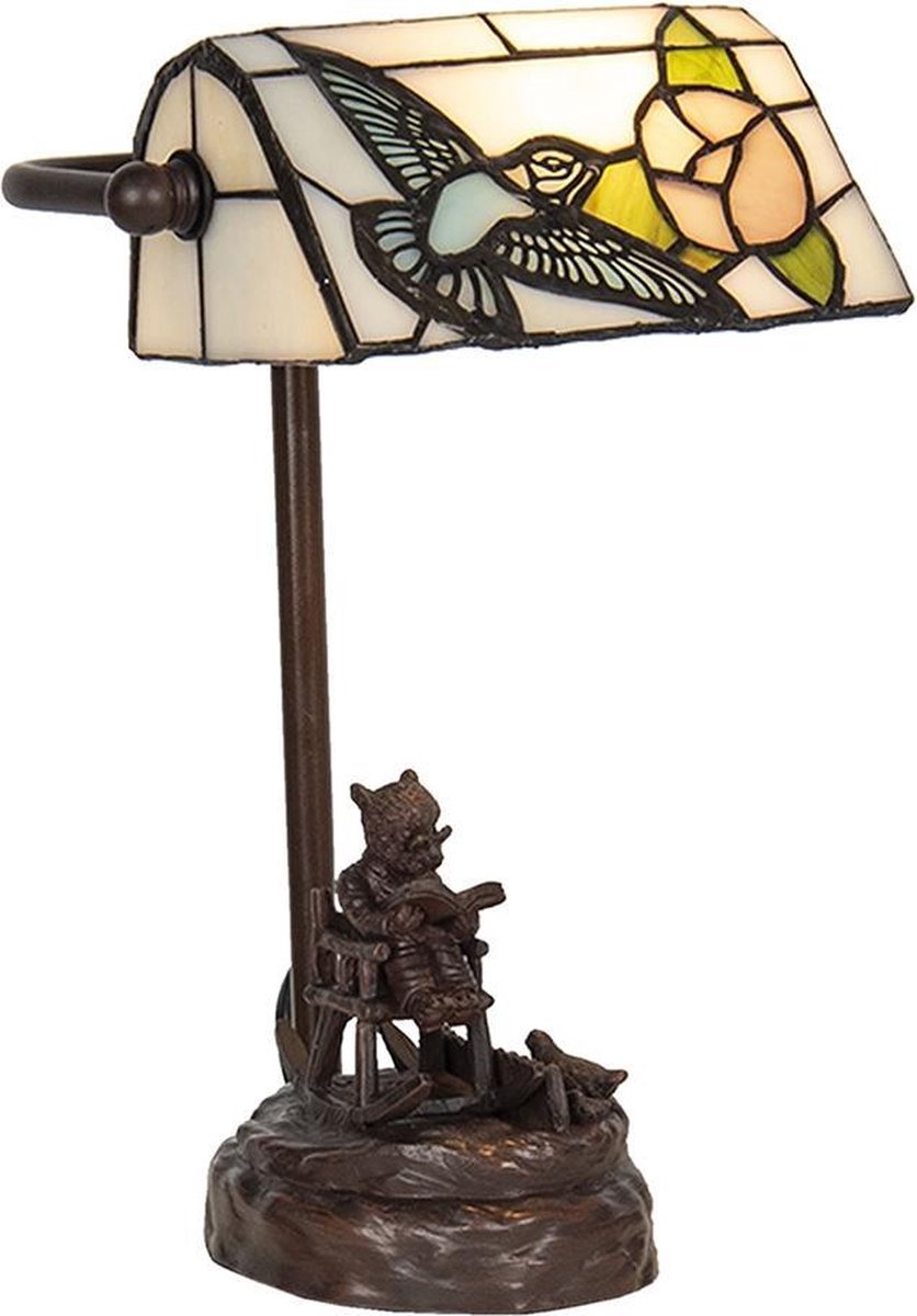 Clayre & Eef Bureaulamp Tiffany 17*15*28 Cm E14/max 1*25w - Beige