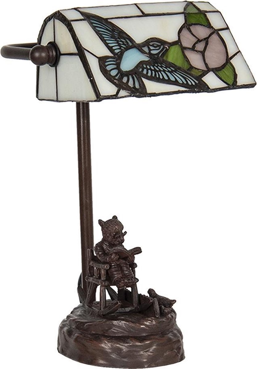 Clayre & Eef Bureaulamp Tiffany 17*15*28 Cm E14/max 1*25w - Beige