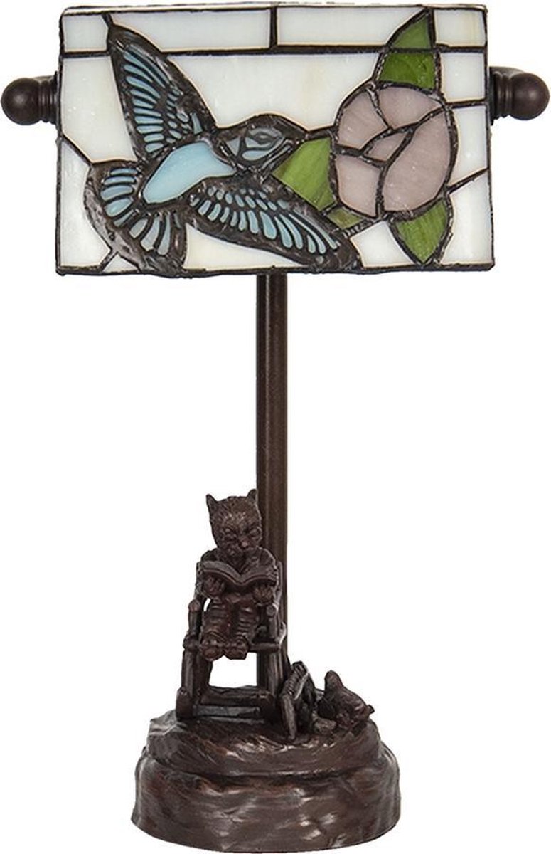 Clayre & Eef Bureaulamp Tiffany 17*15*28 Cm E14/max 1*25w - Beige