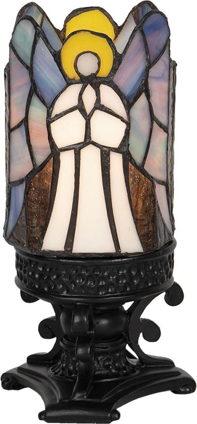 Clayre & Eef Tafellamp Tiffany Ø 14*21 Cm E14/max 1*25w - Grijs