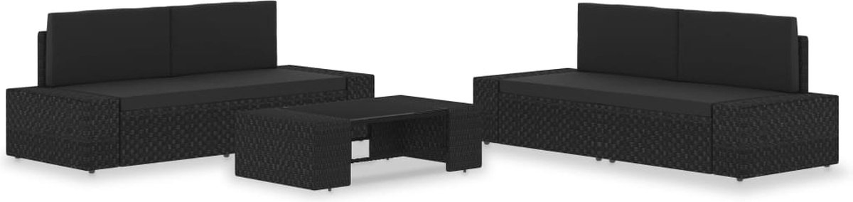 Vidaxl 5-delige Loungeset Poly Rattan - Zwart