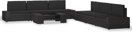 Vidaxl 7-delige Loungeset Poly Rattan - Zwart