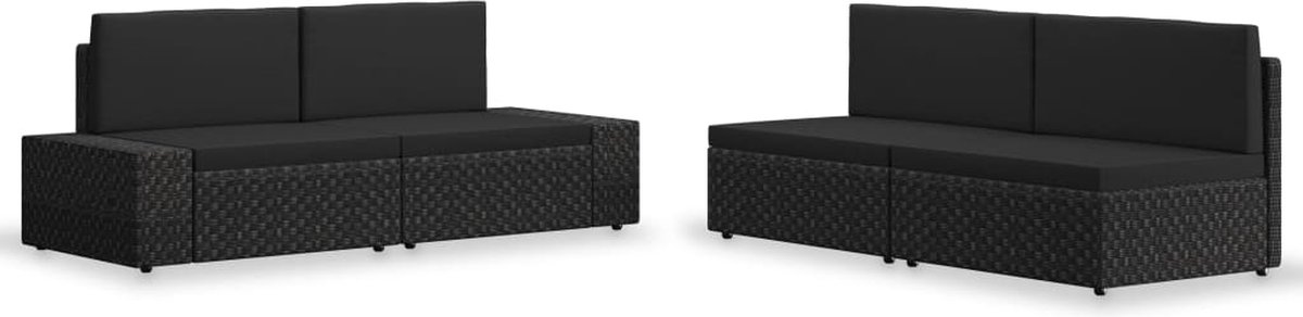 Vidaxl 4-delige Loungeset Poly Rattan - Zwart