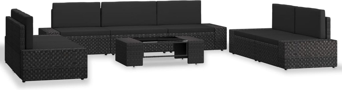 Vidaxl 8-delige Loungeset Poly Rattan - Zwart