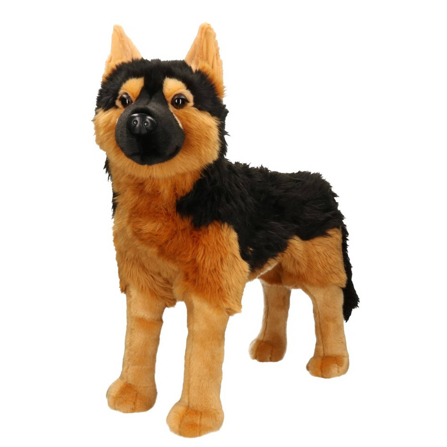 Grote Pluche/zwarte Duitse Herder Hond Knuffel 53 Cm - Honden Huisdieren Knuffels - Speelgoed Voor Kinderen - Bruin