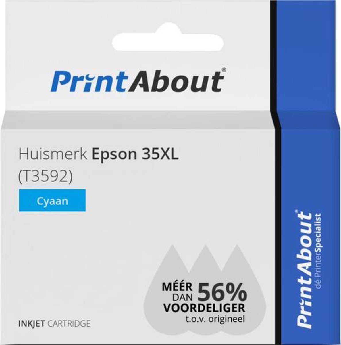 PrintAbout Huismerk Epson 35XL (T3592) Inktcartridge Cyaan Hoge capaciteit