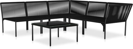 Vidaxl 6-delige Loungeset Met Kussens Pvc - Zwart