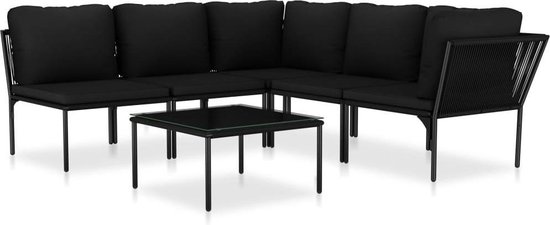 Vidaxl 6-delige Loungeset Met Kussens Pvc - Zwart