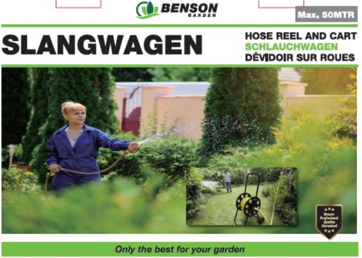 e Tuinslanghaspel/slangenwagen - Voor 50 Meter Slang - Tuinslangenwagen - Tuinier/tuinslang Benodigdheden - Zwart