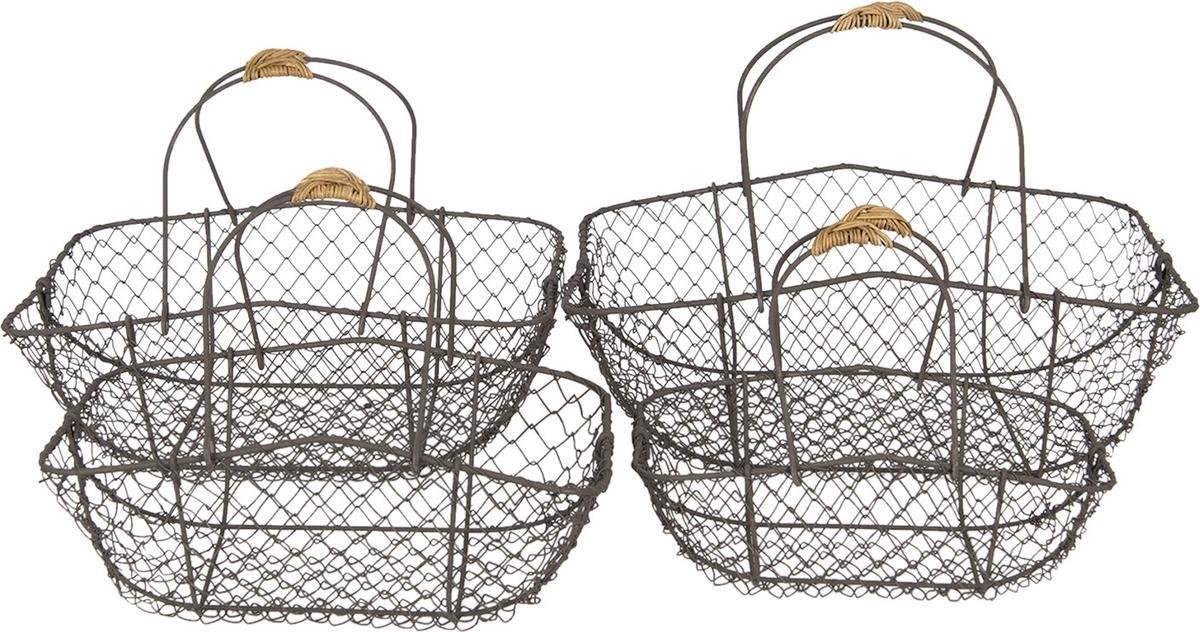 Clayre & Eef Manden (Set Van 4) ( Set 4 ) 38*28*15*36 / 34*23*32 / 31*20*27 / 27*17*24 Cm 6y3775 - Bruin