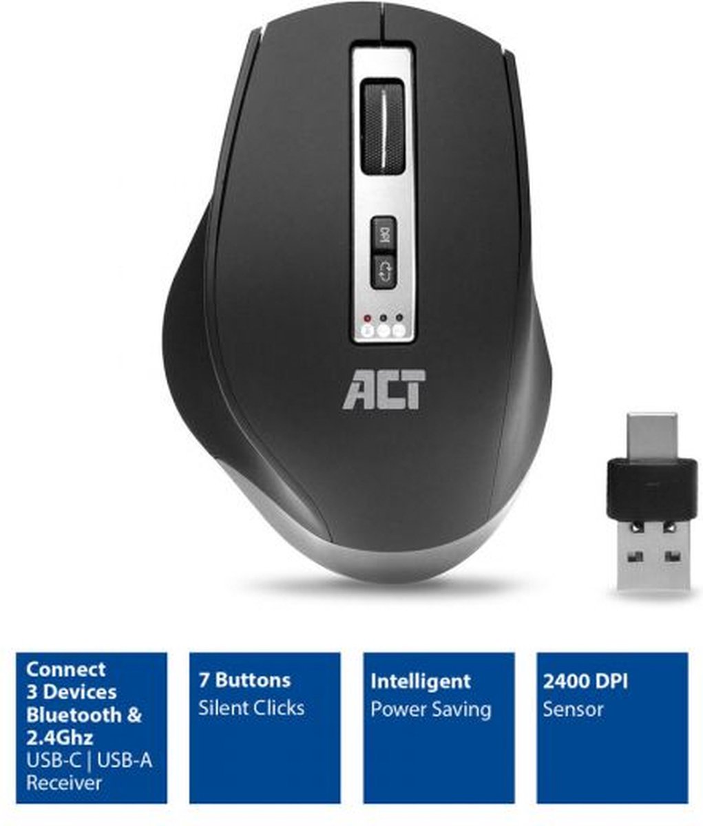 ACT AC5145 muis Rechtshandig Bluetooth IR LED 2400 DPI