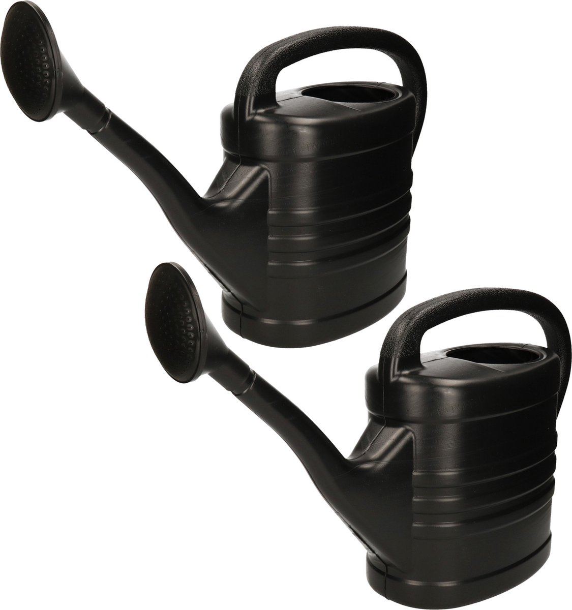 2x Stuks Kunststof Tuin Gieters 5 En 10 Liter - Gieters - Zwart