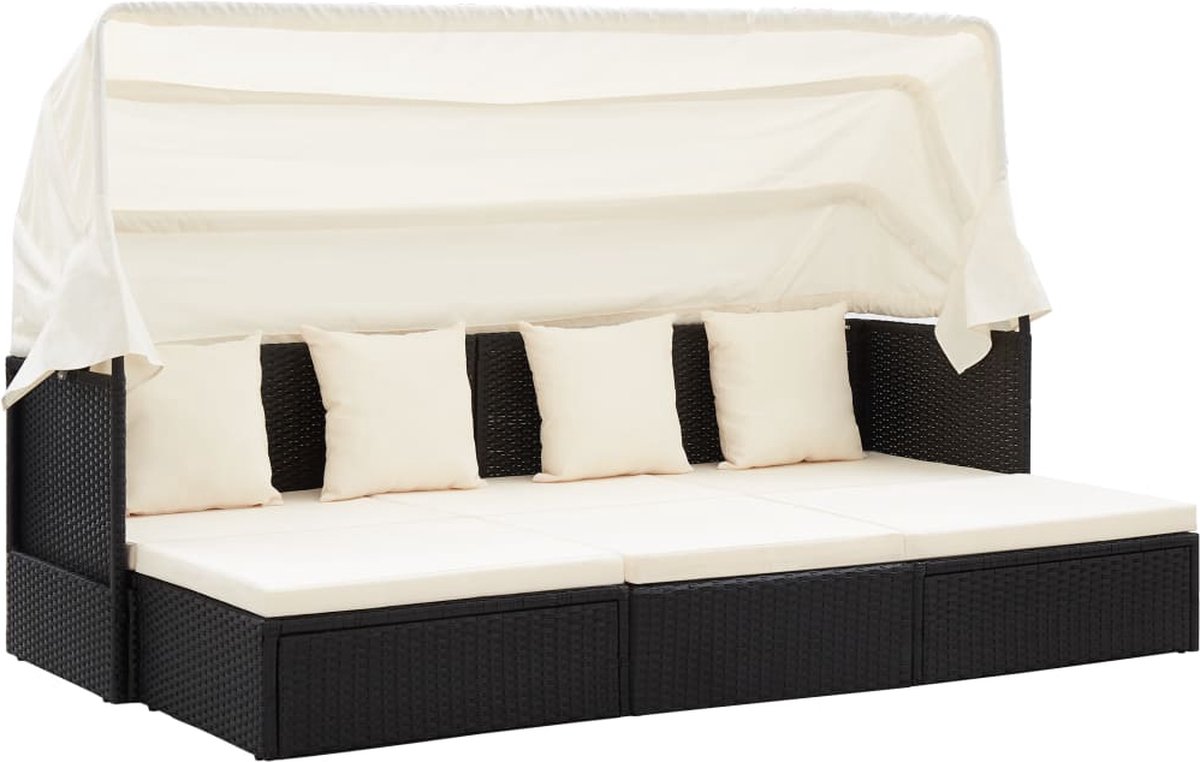 Vidaxl Tuinbed Met Luifel 200x60x124 Cm Poly Rattan - Negro