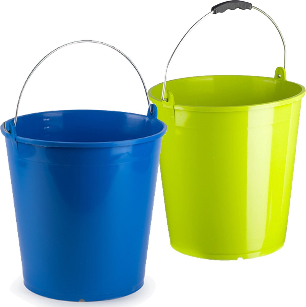 Forte Plastics Groene En Blauwe Schoonmaakemmers/huishoudemmers Set 15 Liter En 32 X 31 Cm - Emmers - Zwart