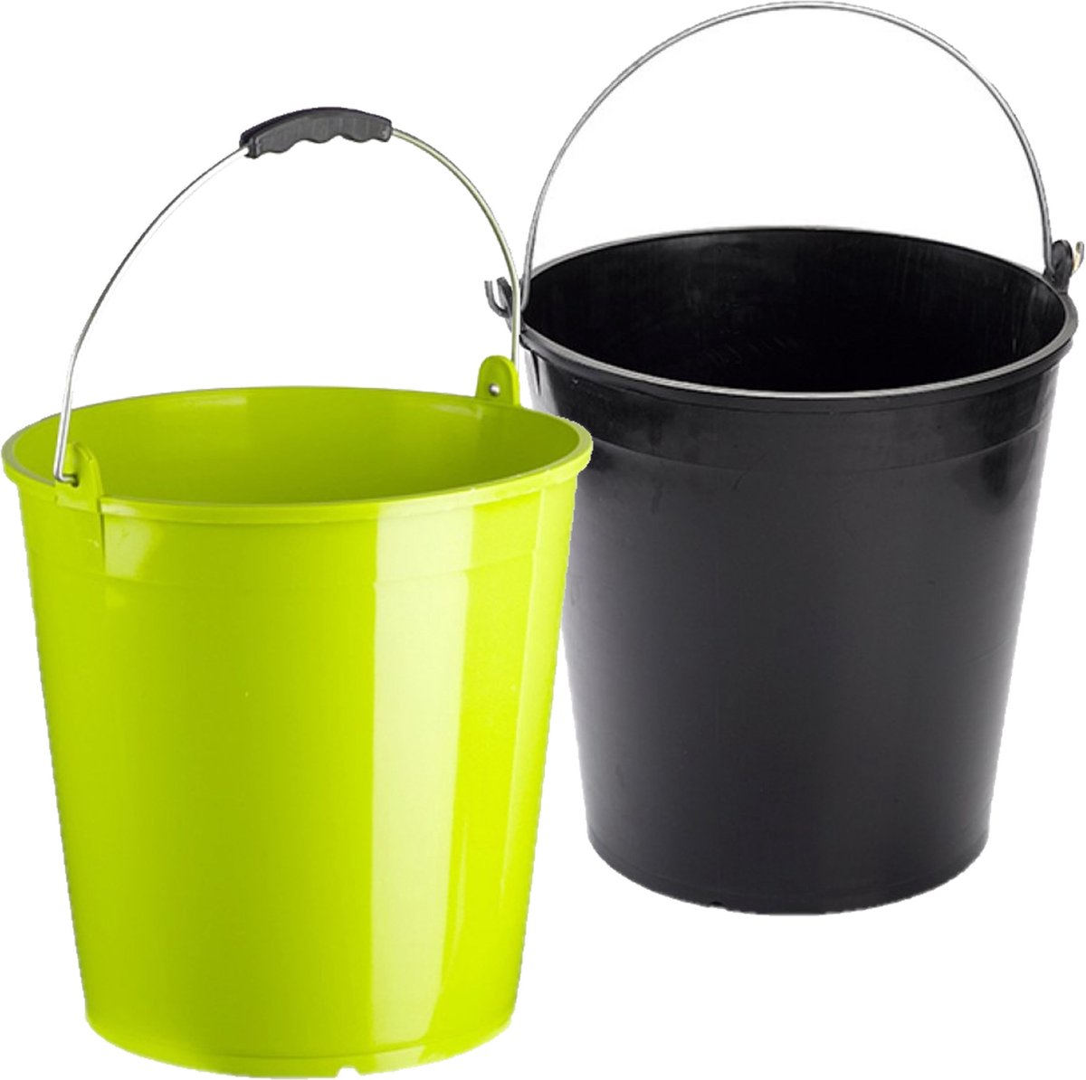 Forte Plastics Groene Ene Schoonmaakemmers/huishoudemmers Set 15 Liter En 32 X 31 Cm - Emmers - Zwart