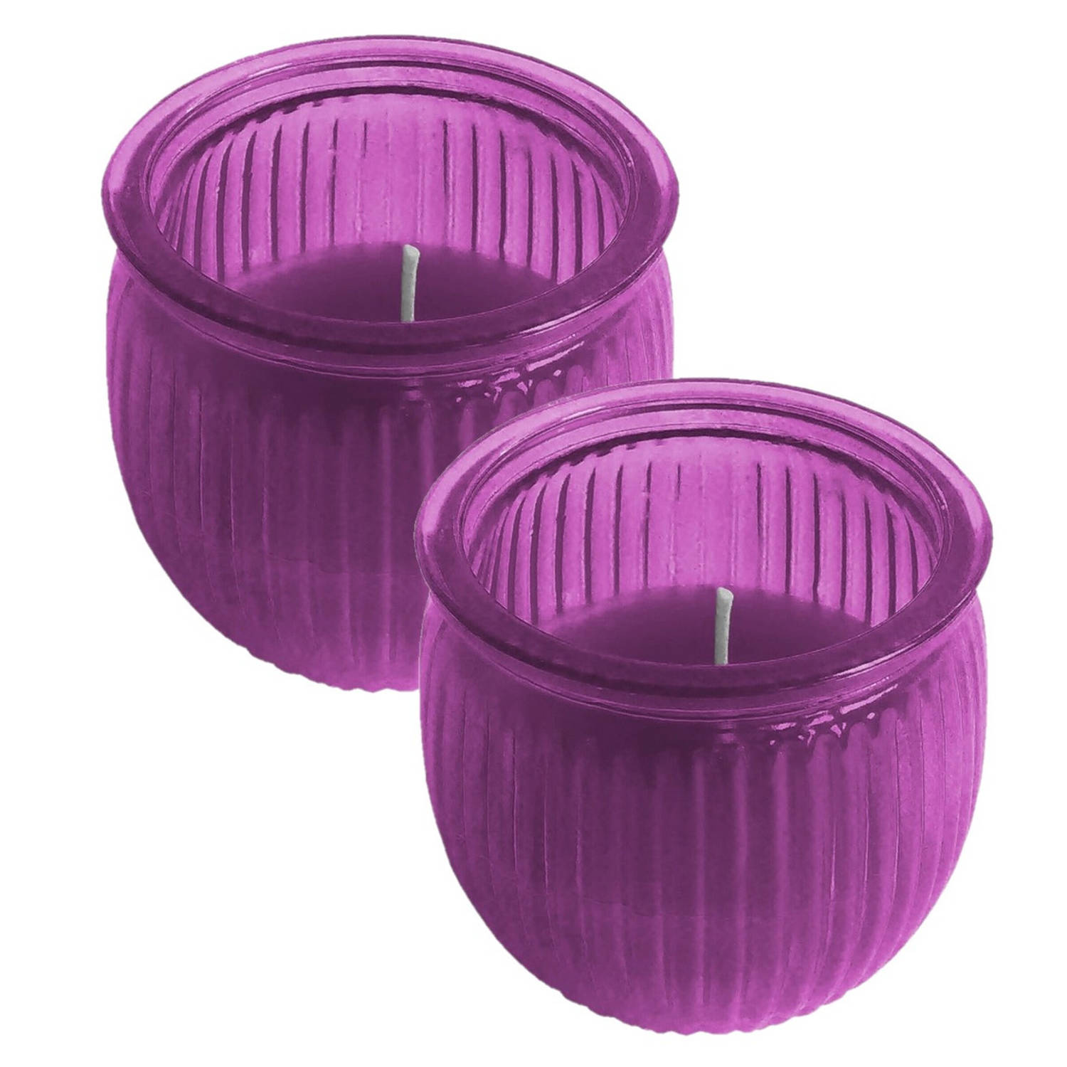 2x Stuks Citronella Kaars 7,5 Cm - Geurkaarsen - Paars