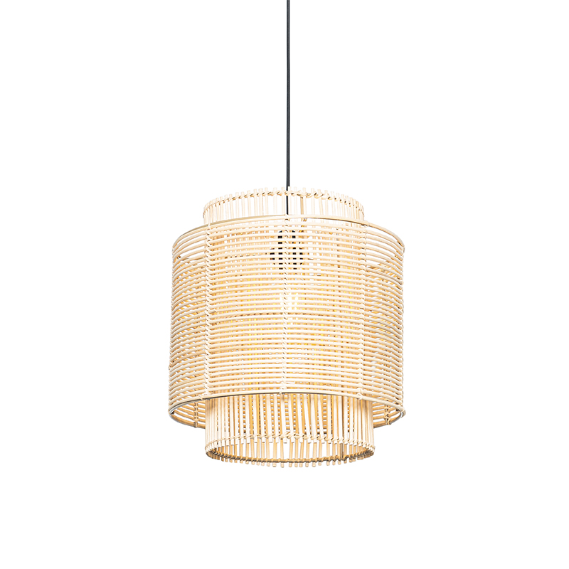 QAZQA Oosterse hanglamp 34 cm rotan - Maud - Zwart