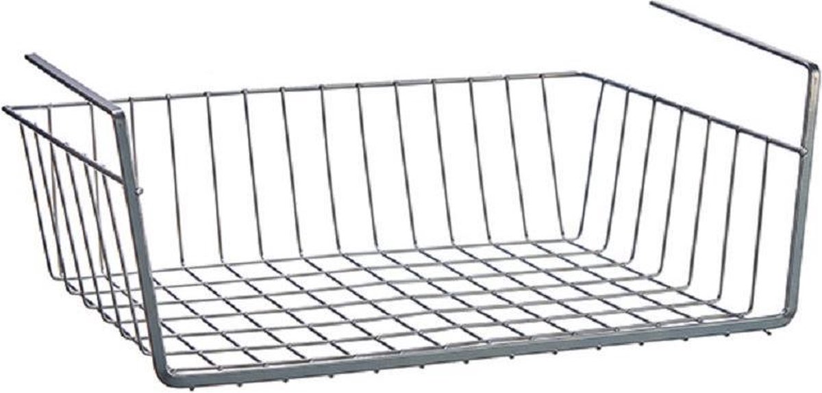 3x Stuks Kast Opberg/opruim Mandjes Van Staal 41 X 25 Cm - Opbergmanden - Grijs