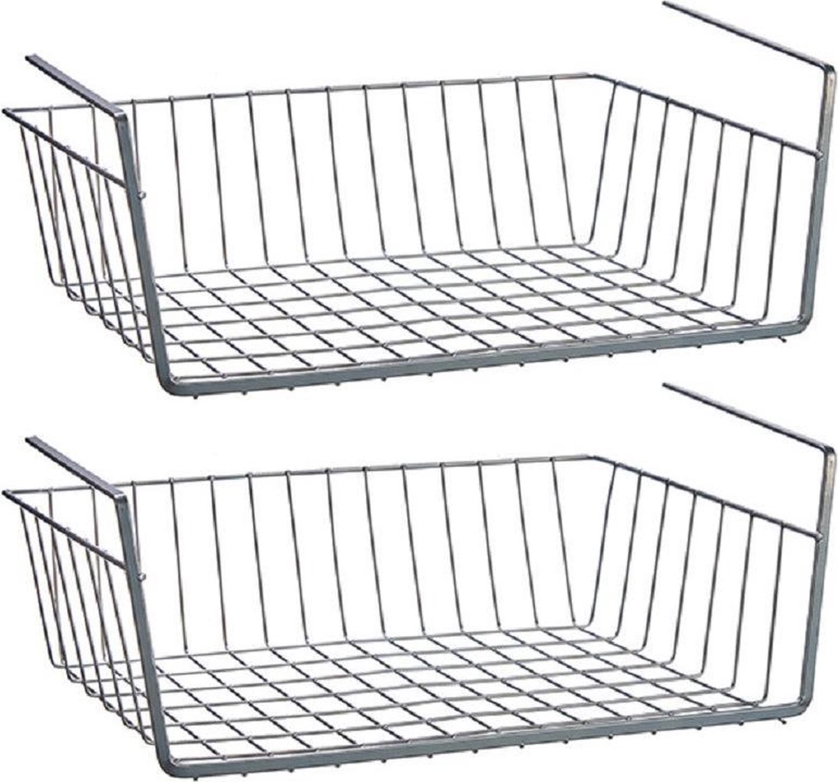 2x Stuks Kast Opberg/opruim Mandjes Van Staal 41 X 25 Cm - Opbergmanden - Grijs