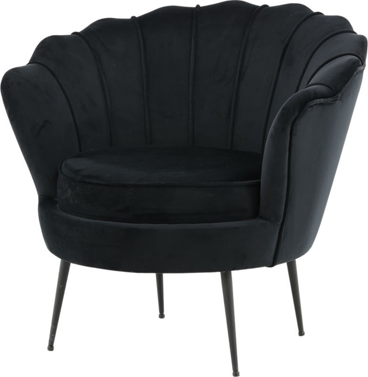 Calais Fauteuil Velours. - Zwart