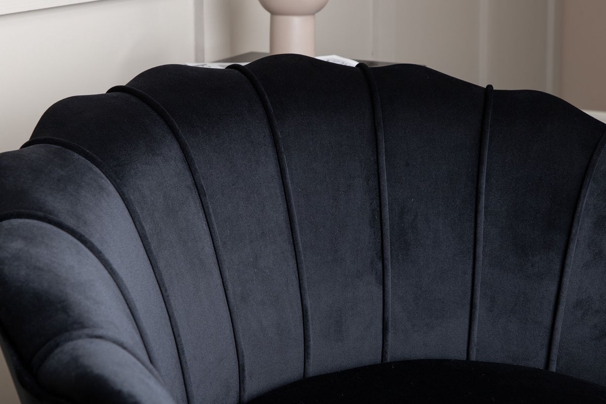 Calais Fauteuil Velours. - Zwart