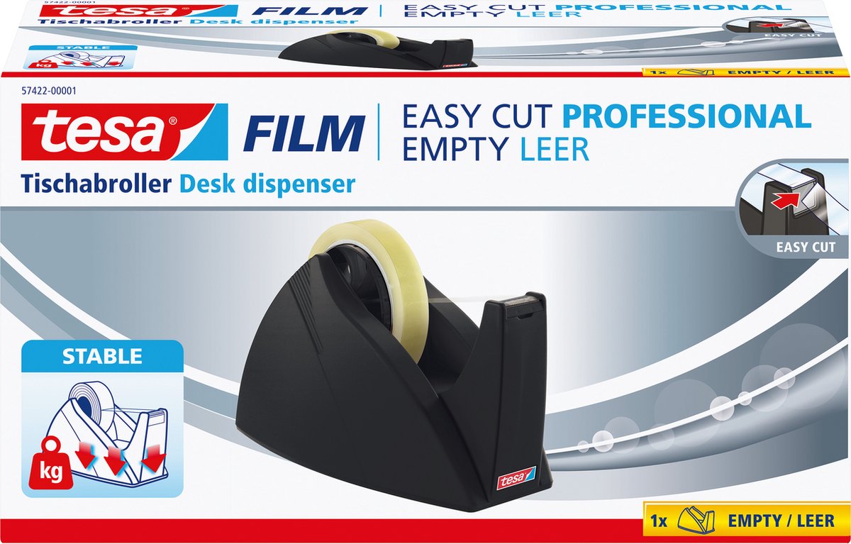 Huismerk Easy Cut Tafeldispenser, Voor Rolmaat: 25 Mm X 66 M, Gekarteld Mes - Zwart