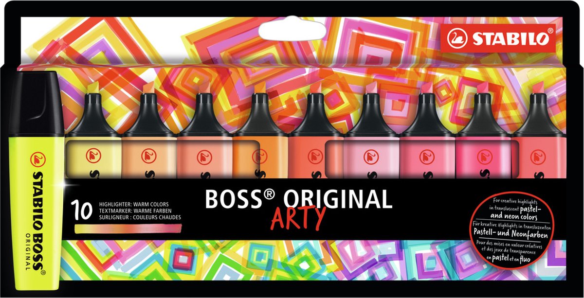 Huismerk Highlighter Stabilo Boss Original ""Arty"", Etui Met 10 Pennen