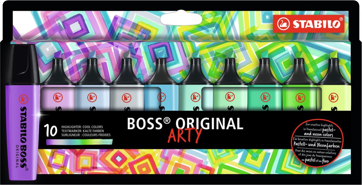 Huismerk Highlighter Stabilo Boss Original ""Arty"", Etui Met 10 Pennen