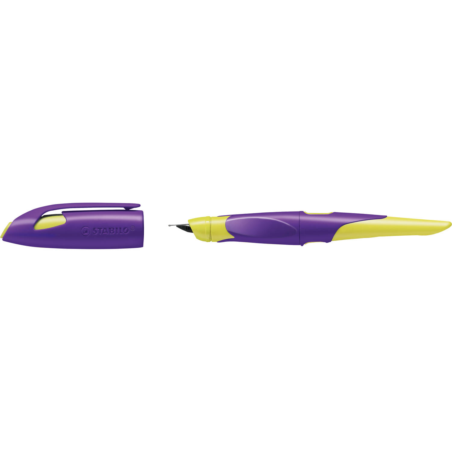 Huismerk Ergonomische Schoolpen Stabilo Easybirdy, A, Violet/, Rechtshandig. - Geel