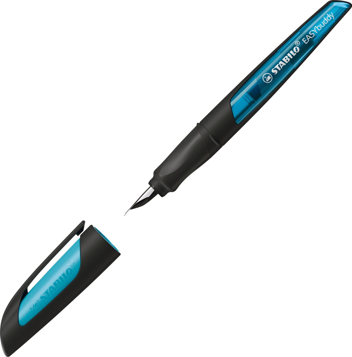 Huismerk Ergonomische Schoolpen Stabilo Easybuddy, Penpunt M,/lichtblauw - Zwart