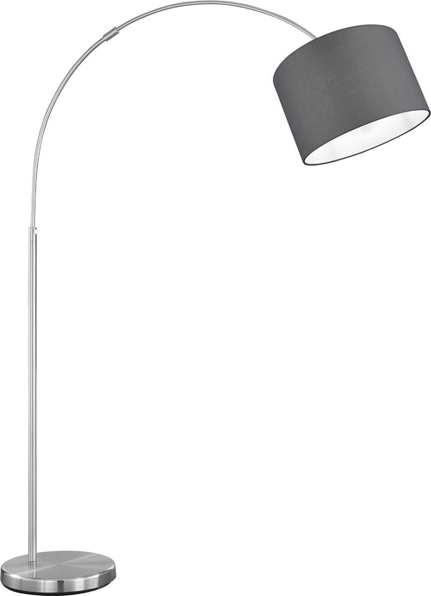 BES LED Led Vloerlamp - Trion Hotia - E27 Fitting - Verstelbaar - Rond - Mat - Aluminium - Grijs