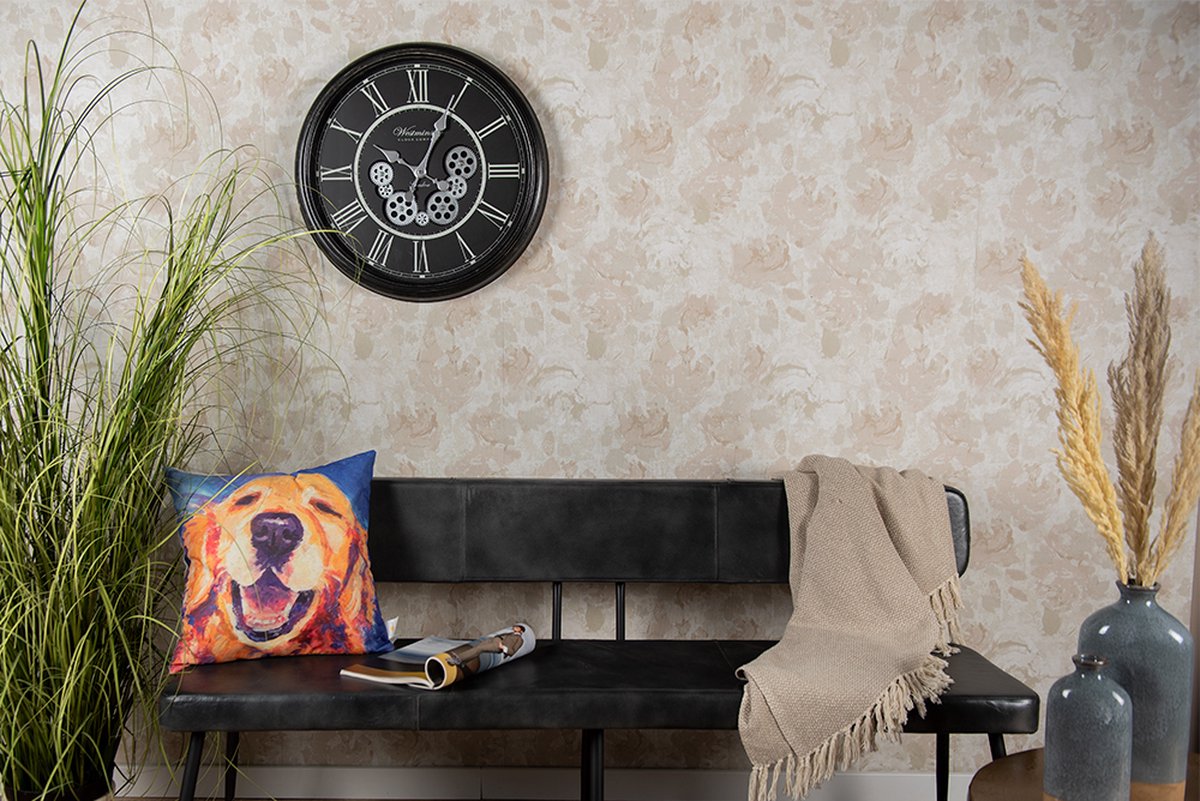 Clayre & Eef Wandklok Ø 51 Cm Kunststof Muurklok Hangklok Muurklok Hangklok - Zwart