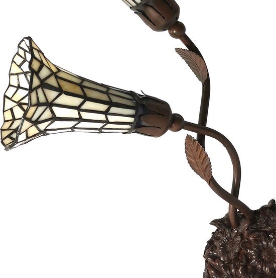 Clayre & Eef Tafellamp Tiffany 34*25*58 Cm E14/max 2*25w - Beige